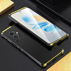 Funda Lujo Marco de Aluminio Carcasa 360 Grados para Huawei Honor 100 5G Oro y Negro