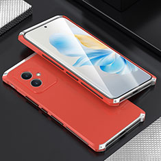 Funda Lujo Marco de Aluminio Carcasa 360 Grados para Huawei Honor 100 5G Plata y Rojo
