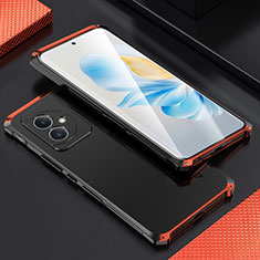 Funda Lujo Marco de Aluminio Carcasa 360 Grados para Huawei Honor 100 5G Rojo y Negro