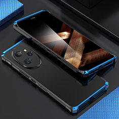Funda Lujo Marco de Aluminio Carcasa 360 Grados para Huawei Honor 100 Pro 5G Azul y Negro