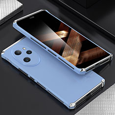 Funda Lujo Marco de Aluminio Carcasa 360 Grados para Huawei Honor 100 Pro 5G Plata y Azul