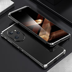 Funda Lujo Marco de Aluminio Carcasa 360 Grados para Huawei Honor 100 Pro 5G Plata y Negro