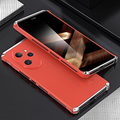 Funda Lujo Marco de Aluminio Carcasa 360 Grados para Huawei Honor 100 Pro 5G Plata y Rojo