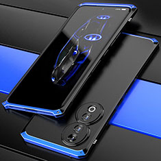 Funda Lujo Marco de Aluminio Carcasa 360 Grados para Huawei Honor 90 5G Azul y Negro