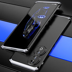 Funda Lujo Marco de Aluminio Carcasa 360 Grados para Huawei Honor 90 5G Plata y Negro