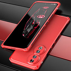 Funda Lujo Marco de Aluminio Carcasa 360 Grados para Huawei Honor 90 5G Rojo