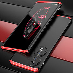 Funda Lujo Marco de Aluminio Carcasa 360 Grados para Huawei Honor 90 5G Rojo y Negro