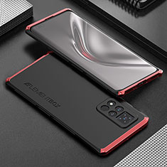Funda Lujo Marco de Aluminio Carcasa 360 Grados para Huawei Honor V40 5G Rojo y Negro