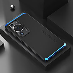 Funda Lujo Marco de Aluminio Carcasa 360 Grados para Huawei P60 Azul y Negro