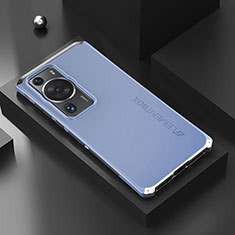 Funda Lujo Marco de Aluminio Carcasa 360 Grados para Huawei P60 Plata y Azul