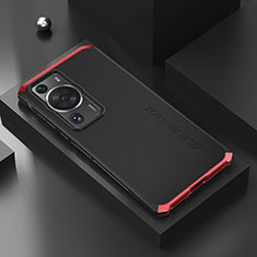 Funda Lujo Marco de Aluminio Carcasa 360 Grados para Huawei P60 Pro Rojo y Negro