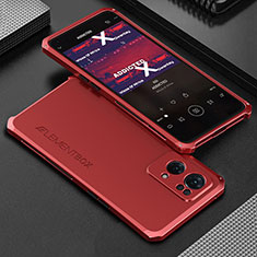 Funda Lujo Marco de Aluminio Carcasa 360 Grados para Oppo Reno7 Pro 5G Rojo