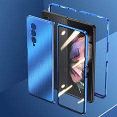 Funda Lujo Marco de Aluminio Carcasa 360 Grados para Samsung Galaxy Z Fold3 5G Azul