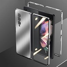 Funda Lujo Marco de Aluminio Carcasa 360 Grados para Samsung Galaxy Z Fold3 5G Plata