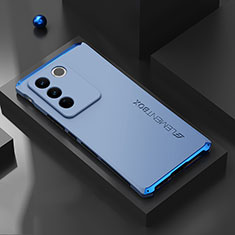 Funda Lujo Marco de Aluminio Carcasa 360 Grados para Vivo V27 5G Azul