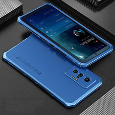 Funda Lujo Marco de Aluminio Carcasa 360 Grados para Vivo X70 5G Azul