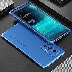 Funda Lujo Marco de Aluminio Carcasa 360 Grados para Vivo X70 Pro 5G Azul