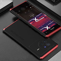 Funda Lujo Marco de Aluminio Carcasa 360 Grados para Vivo X80 5G Rojo y Negro