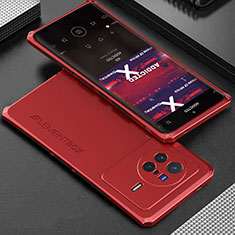 Funda Lujo Marco de Aluminio Carcasa 360 Grados para Vivo X80 Pro 5G Rojo