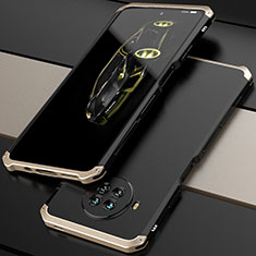 Funda Lujo Marco de Aluminio Carcasa 360 Grados para Xiaomi Mi 10i 5G Oro y Negro