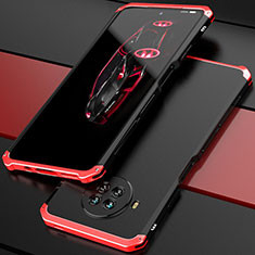 Funda Lujo Marco de Aluminio Carcasa 360 Grados para Xiaomi Mi 10i 5G Rojo y Negro