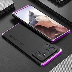 Funda Lujo Marco de Aluminio Carcasa 360 Grados para Xiaomi Mi 11 Ultra 5G Morado