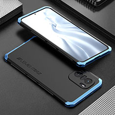 Funda Lujo Marco de Aluminio Carcasa 360 Grados para Xiaomi Mi 11i 5G Azul y Negro
