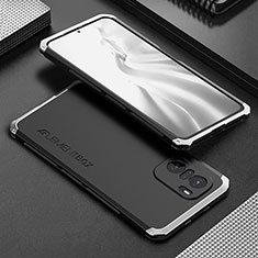 Funda Lujo Marco de Aluminio Carcasa 360 Grados para Xiaomi Mi 11i 5G Plata y Negro