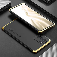 Funda Lujo Marco de Aluminio Carcasa 360 Grados para Xiaomi Mi 11X Pro 5G Oro y Negro
