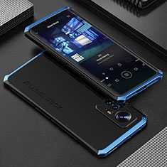 Funda Lujo Marco de Aluminio Carcasa 360 Grados para Xiaomi Mi 12 5G Azul y Negro