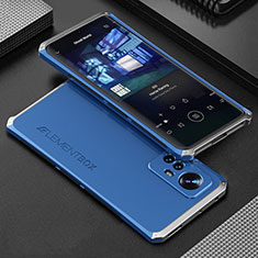 Funda Lujo Marco de Aluminio Carcasa 360 Grados para Xiaomi Mi 12S 5G Plata y Azul