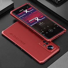 Funda Lujo Marco de Aluminio Carcasa 360 Grados para Xiaomi Mi 12X 5G Rojo