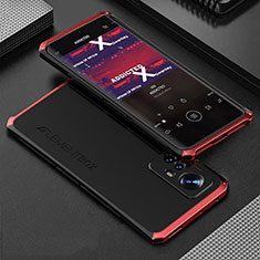 Funda Lujo Marco de Aluminio Carcasa 360 Grados para Xiaomi Mi 12X 5G Rojo y Negro