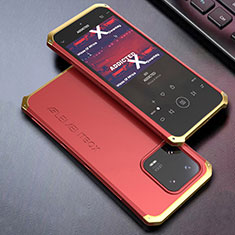 Funda Lujo Marco de Aluminio Carcasa 360 Grados para Xiaomi Mi 13 5G Oro y Rojo