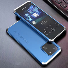 Funda Lujo Marco de Aluminio Carcasa 360 Grados para Xiaomi Mi 13 5G Plata y Azul