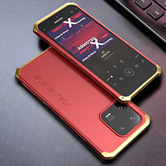 Funda Lujo Marco de Aluminio Carcasa 360 Grados para Xiaomi Mi 13 Pro 5G Oro y Rojo