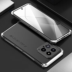 Funda Lujo Marco de Aluminio Carcasa 360 Grados para Xiaomi Mi 14 5G Plata y Negro