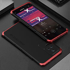 Funda Lujo Marco de Aluminio Carcasa 360 Grados para Xiaomi Poco F4 5G Rojo y Negro