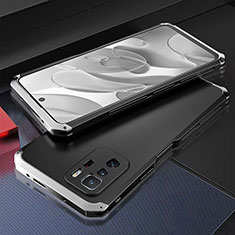 Funda Lujo Marco de Aluminio Carcasa 360 Grados para Xiaomi Poco X3 GT 5G Plata y Negro