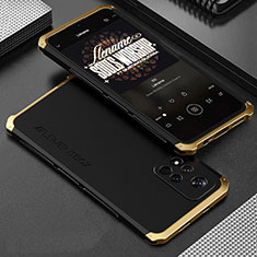 Funda Lujo Marco de Aluminio Carcasa 360 Grados para Xiaomi Redmi Note 11 Pro+ Plus 5G Oro y Negro