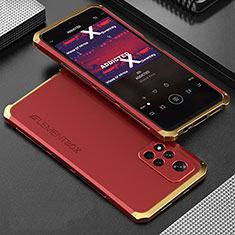Funda Lujo Marco de Aluminio Carcasa 360 Grados para Xiaomi Redmi Note 11 Pro+ Plus 5G Oro y Rojo