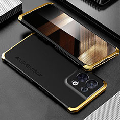 Funda Lujo Marco de Aluminio Carcasa 360 Grados para Xiaomi Redmi Note 13 5G Oro y Negro