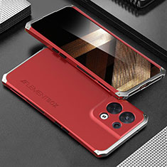 Funda Lujo Marco de Aluminio Carcasa 360 Grados para Xiaomi Redmi Note 13 5G Plata y Rojo