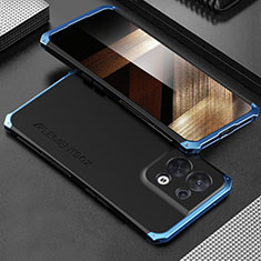 Funda Lujo Marco de Aluminio Carcasa 360 Grados para Xiaomi Redmi Note 13 Pro 5G Azul y Negro