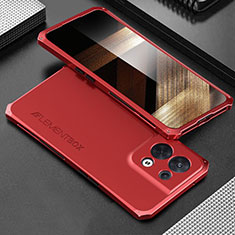 Funda Lujo Marco de Aluminio Carcasa 360 Grados para Xiaomi Redmi Note 13 Pro 5G Rojo