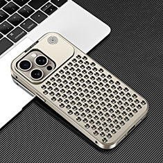 Funda Lujo Marco de Aluminio Carcasa 360 Grados QC3 para Apple iPhone 14 Pro Max Oro
