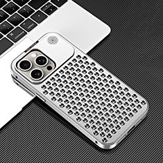 Funda Lujo Marco de Aluminio Carcasa 360 Grados QC3 para Apple iPhone 14 Pro Plata