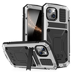 Funda Lujo Marco de Aluminio Carcasa 360 Grados RJ1 para Apple iPhone 15 Plus Plata