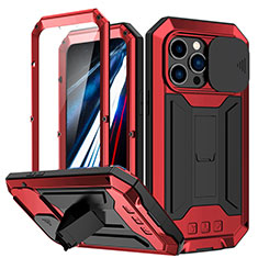 Funda Lujo Marco de Aluminio Carcasa 360 Grados RJ2 para Apple iPhone 13 Pro Max Rojo