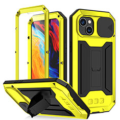 Funda Lujo Marco de Aluminio Carcasa 360 Grados RJ2 para Apple iPhone 14 Plus Amarillo